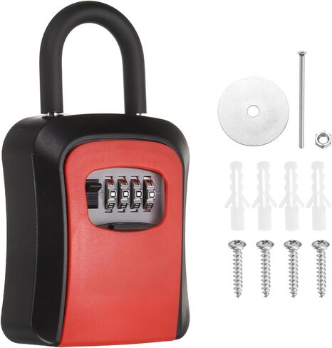 PATIKIL Wall Mount Key Lock Box (4.5"x3.9"x1.8", Black) - 4 Digit Portable Combination Lockbox for Keys Safe Security Storage Resettable Code Lockbox for Home Office in Saudi Arabia