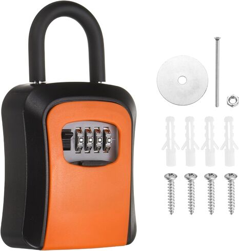 PATIKIL Wall Mount Key Lock Box (4.5"x3.9"x1.8", Black) - 4 Digit Portable Combination Lockbox for Keys Safe Security Storage Resettable Code Lockbox for Home Office in Saudi Arabia