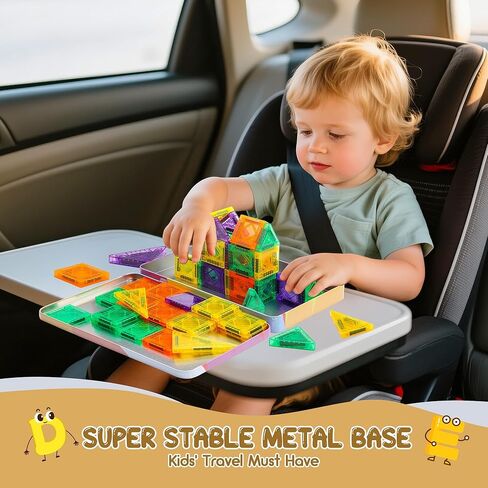 47PCS Magnetic Tiles Travel Toys, Mini Magnetic Letters Building Blocks With ABC Alphabet Iron Case for Kids Ages 1-3 3-5 4-8, Toddler Boys & Girls STEM Educational Toys for Outdoor Airplane Car in Kuwait