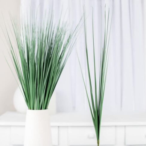 حزمة حرفية مباشرة من المصنع مكونة من 24 بخاخًا من عشب البصل الاصطناعي Wispy Grass ونباتات عشب القمح الصناعي والمساحات الخضراء لتنسيقات الزهور، وحشو وعاء الشرفة، والديكور الداخلي/الخارجي (21 بوصة T) in Kuwait
