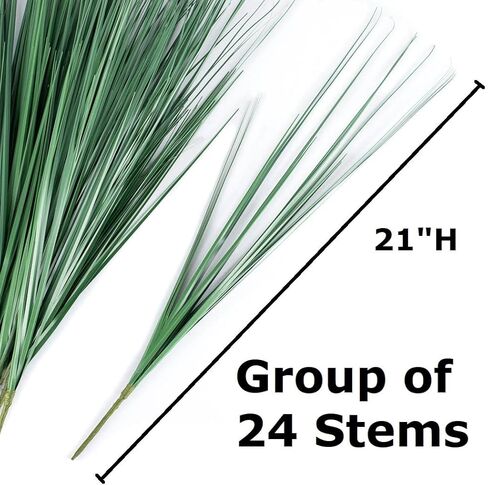 حزمة حرفية مباشرة من المصنع مكونة من 24 بخاخًا من عشب البصل الاصطناعي Wispy Grass ونباتات عشب القمح الصناعي والمساحات الخضراء لتنسيقات الزهور، وحشو وعاء الشرفة، والديكور الداخلي/الخارجي (21 بوصة T) in Kuwait