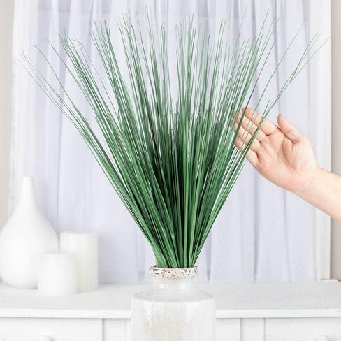 حزمة حرفية مباشرة من المصنع مكونة من 24 بخاخًا من عشب البصل الاصطناعي Wispy Grass ونباتات عشب القمح الصناعي والمساحات الخضراء لتنسيقات الزهور، وحشو وعاء الشرفة، والديكور الداخلي/الخارجي (21 بوصة T) in Kuwait