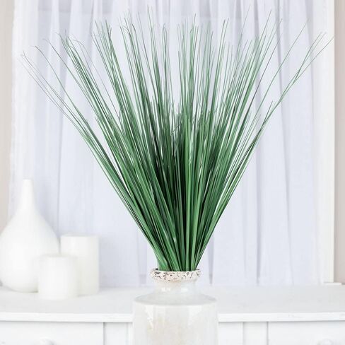 حزمة حرفية مباشرة من المصنع مكونة من 24 بخاخًا من عشب البصل الاصطناعي Wispy Grass ونباتات عشب القمح الصناعي والمساحات الخضراء لتنسيقات الزهور، وحشو وعاء الشرفة، والديكور الداخلي/الخارجي (21 بوصة T) in Kuwait