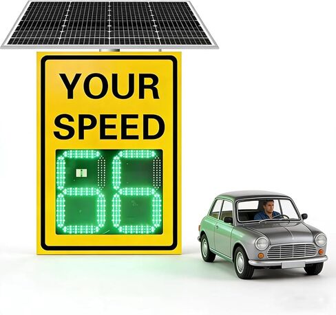 Solar Powered LED Speed Limit Sign - Flashing Speed Display for Streets, Neighborhoods, Schools & Parking Lots - Enhance Safety & Visibility, Eco-Friendly Traffic Control Solution in Kuwait