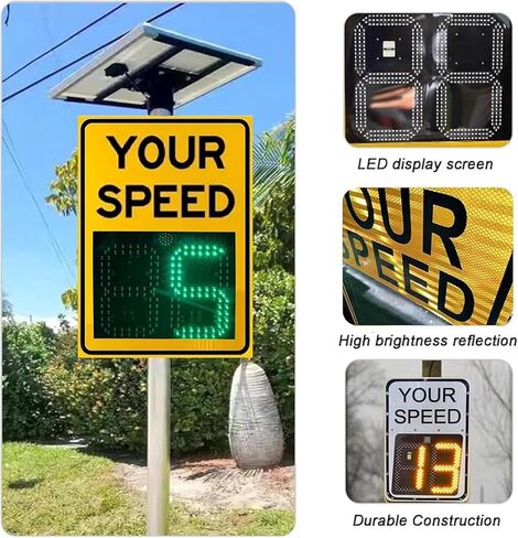 Solar Powered LED Speed Limit Sign - Flashing Speed Display for Streets, Neighborhoods, Schools & Parking Lots - Enhance Safety & Visibility, Eco-Friendly Traffic Control Solution in Kuwait