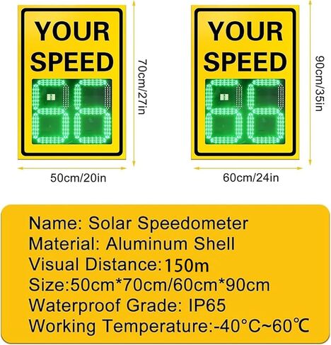 Solar Powered LED Speed Limit Sign - Flashing Speed Display for Streets, Neighborhoods, Schools & Parking Lots - Enhance Safety & Visibility, Eco-Friendly Traffic Control Solution in Kuwait