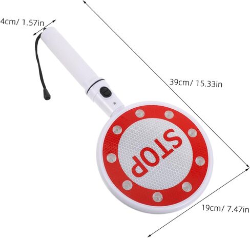 Ipetboom 2 قطعة مجداف إشارة توقف حركة المرور LED مع مقبض، بطاقة إيقاف التحكم في حركة المرور الوامضة على الوجهين من أجل سلامة المشاة والممر، تعمل بالبطارية (البطاريات غير متضمنة) in Kuwait