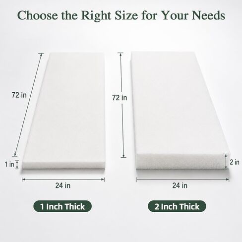 Upholstery Foam Cushion, 1’’x24’’x72’’ Foam Pad, Cut-to-Size Foam Cushion for Couch, Camper, Bench, Car Seat, RV Bed, DIY Foam Mat in Kuwait