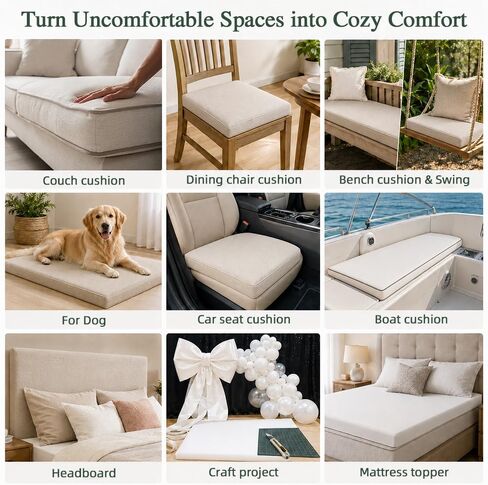 Upholstery Foam Cushion, 1’’x24’’x72’’ Foam Pad, Cut-to-Size Foam Cushion for Couch, Camper, Bench, Car Seat, RV Bed, DIY Foam Mat in Kuwait