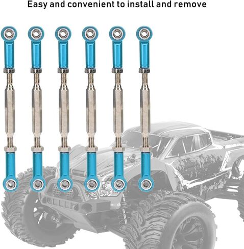 RC Push Rods, Adjustable Aluminum Alloy Turnbuckle Linkage 6Pcs 88mm for RC Car Enthusiasts Off-Road Racing Hobbyists in Kuwait