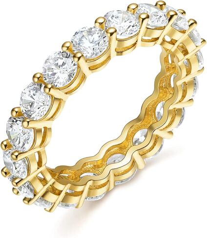 Gemsme 18K Yellow Gold Filled Cubic Zirconia Eternity Band Ring for Women 5-10 Inch in Saudi Arabia