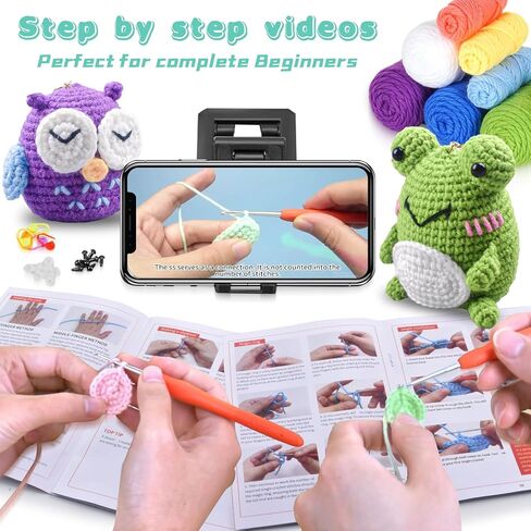 Crochet Kit for Beginners Adults - Learn to Crochet Animal, 3 Cute Animals Patterns with Step-by-Step Video Tutorials, Beginners Crocheting Kits, DIY Art Craft Knitting Set, Gifts for Woman Teen Girls in Kuwait