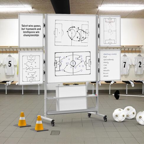 A-to-Z Supply 289-COLLAB-STATION Mobile Double-Sided Magnetic Whiteboard, 4 Attachable Small Boards, Steel Frame, Storage Tray, Rolling Casters, 82.25"W x 76.4"H in Kuwait