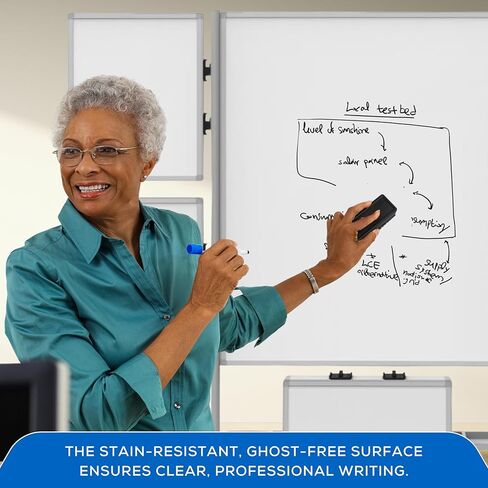 A-to-Z Supply 289-COLLAB-STATION Mobile Double-Sided Magnetic Whiteboard, 4 Attachable Small Boards, Steel Frame, Storage Tray, Rolling Casters, 82.25"W x 76.4"H in Kuwait