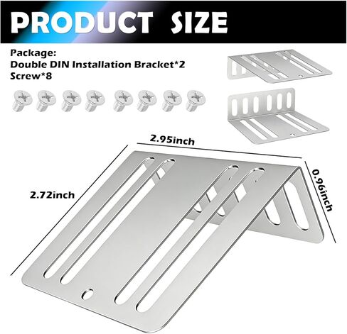 2PCS Car Double DIN Installation Kit with Screws,Sturdy Car Radio Installation Kit as Mounting Brackets with Multi-Hole Design,Professional Cars Stereo Installations Kits in Kuwait