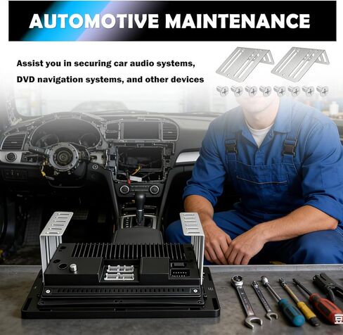 2PCS Car Double DIN Installation Kit with Screws,Sturdy Car Radio Installation Kit as Mounting Brackets with Multi-Hole Design,Professional Cars Stereo Installations Kits in Kuwait