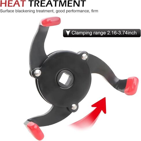 3/8'' 3-Jaw Oil Filter Wrench, Anti-Slip One-Way Flat 3 Jaw Filter Wrench, Universal 3/8'' Drive Steel Removal Tool, Adjustable Oil Filter Removal Tool, Universal for Cars (Black) in Kuwait