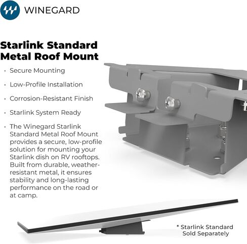 طقم تثبيت السقف المعدني القياسي SDWDGMT من Winegard Starlink - قاعدة هوائي الأقمار الصناعية مع أجهزة مقاومة للتآكل ودعامة قابلة للتعديل - تثبيت خارجي آمن عالي الأداء - أسود in Kuwait