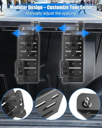 Truck Bed Rail Mount Brackets Compatible with Ford Maverick 2022-2025 F150 2015-2025 Ranger 2019-2025 Truck Bed Rail Track System, Modular Carbon Steel Accessory Mount for Shovels, Axes(3-Set Clamps) in Kuwait
