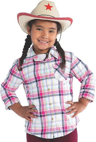 Fun Express Kids Cowboy Hat Bulk 48 Pack - Cowgirl Hats for Girls with Star Design | Western Party Decorations and Favors for Cowboy Birthday Party, Rodeo Theme Events and Dress Up Play | 2026 VBS in Kuwait