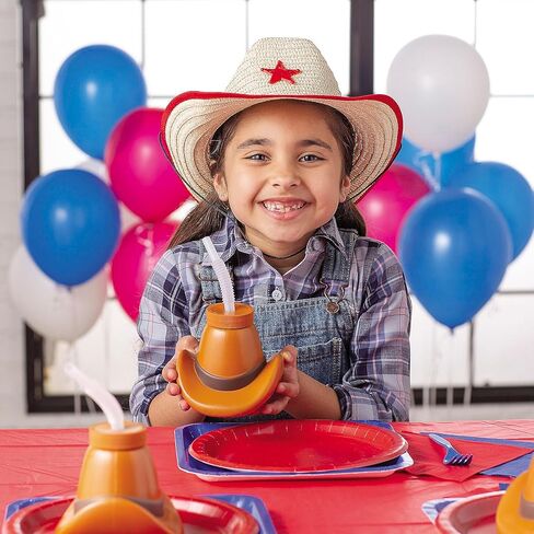 Fun Express Kids Cowboy Hat Bulk 48 Pack - Cowgirl Hats for Girls with Star Design | Western Party Decorations and Favors for Cowboy Birthday Party, Rodeo Theme Events and Dress Up Play | 2026 VBS in Kuwait