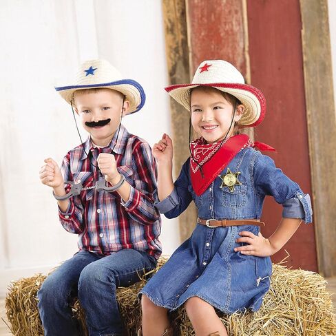 Fun Express Kids Cowboy Hat Bulk 48 Pack - Cowgirl Hats for Girls with Star Design | Western Party Decorations and Favors for Cowboy Birthday Party, Rodeo Theme Events and Dress Up Play | 2026 VBS in Kuwait