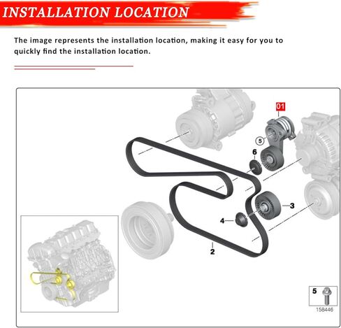 محرك حزام الموتر و المهمل بكرة عدة ل BMW 523i 530i 730Li X3 2.5L 3.0L N52 F10 F11 F02 F25 2010 2011 2012 2013 2014 2015, 11288620022 11287582761 in Kuwait