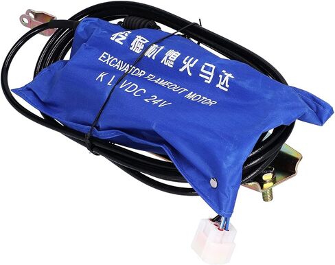 24V Sany Engine Stop Motor, Throttle Kill Shutoff Device Replacement with High Speed GearFit for Isuzu 3.2M Long Cable in Kuwait