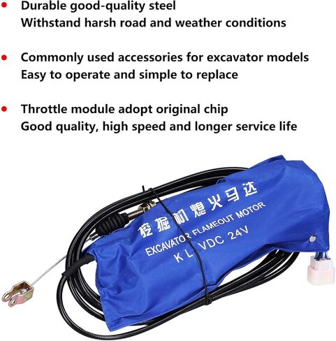 24V Sany Engine Stop Motor, Throttle Kill Shutoff Device Replacement with High Speed GearFit for Isuzu 3.2M Long Cable in Kuwait