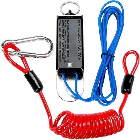 Mandark Trailer Breakaway Switch, 4 Ft Vehicle Brake Away Coiled Cable with Steel Spring Towing Wire Safety Lanyard Pull Pin, Automotive Emergency Brake Switch Cord Accessories, Universal Fit in Kuwait