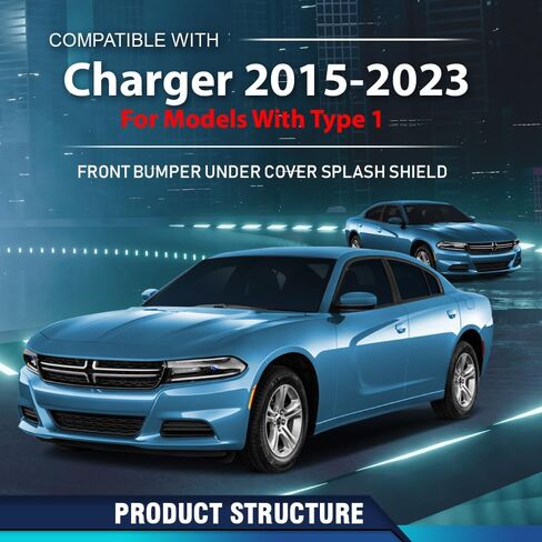 PIT66 Engine Splash Shield Compatible with Dodge Charger 2015-2023 for Models with Type 1 Front Radiator Support Splash Shield Under Cover Engine Case Guard 68214511AC CH1228128 Black in Kuwait