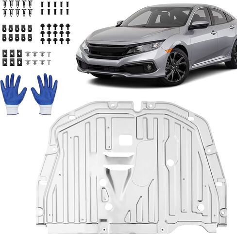 Engine Splash Shield Guard with Gloves Fit for Honda Civic 2021 2020 2019 2018 2017 2016 - Under Car Splash Shield Protect Engine - Replace #74110-TBA-A00 Car Accessories Automotive in Kuwait