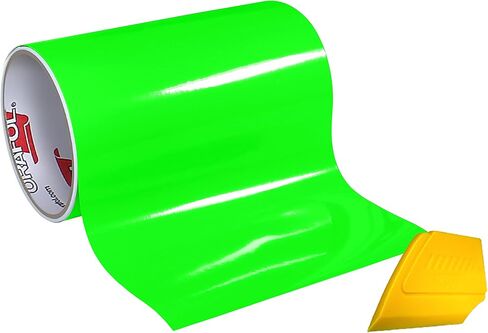 ORACAL 6510 Fluorescent Green Cast Vinyl Wrap 12" x 30" Roll Including Hard Yellow Detailer Squeegee (1 Roll Pack) in Kuwait