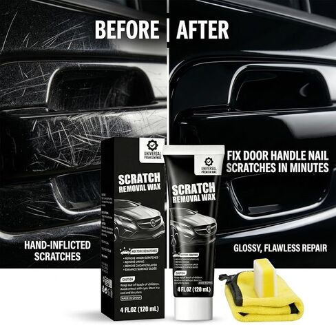 Car Scratch Remover (2-Pack) - Premium Auto Paint Restorer Wax to Easily Repair Minor Scuffs, Blemishes & Oxidation, Includes Applicator Sponge & Microfiber Towel in Kuwait
