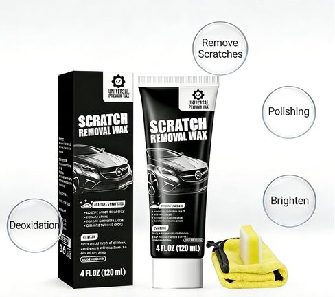 Car Scratch Remover (2-Pack) - Premium Auto Paint Restorer Wax to Easily Repair Minor Scuffs, Blemishes & Oxidation, Includes Applicator Sponge & Microfiber Towel in Kuwait