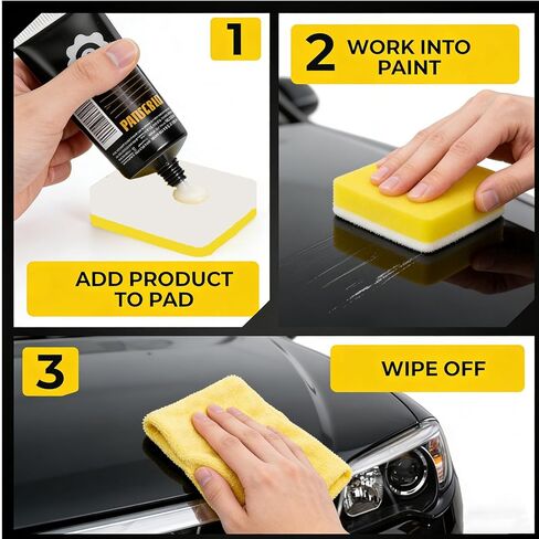 Car Scratch Remover (2-Pack) - Premium Auto Paint Restorer Wax to Easily Repair Minor Scuffs, Blemishes & Oxidation, Includes Applicator Sponge & Microfiber Towel in Kuwait