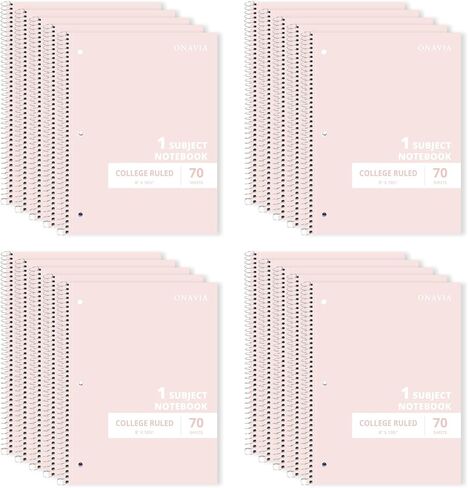 ONAVIA Single Subject Spiral Notebook 20 Pack, College Ruled, 8" x 10-1/2", 70 Sheets Each, Fights Ink Bleed, Bulk Notebooks for Classroom Use, Black in Kuwait