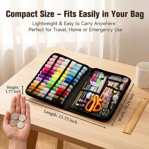 301pcs Sewing Project Kit with Thread, Scissors, Needles, Pins, Measuring Tape, and Accessories in Zippered Case (301PCS Sewing Kit) in Kuwait