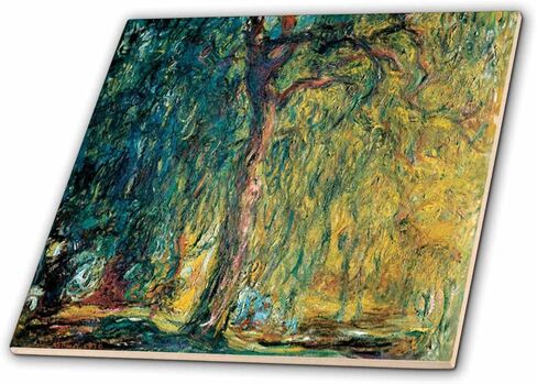 3dRose Picture of Monets Painting Weeping Willow-Ceramic Tile, 6-inch (ct_80628_2), Multicolor in Saudi Arabia