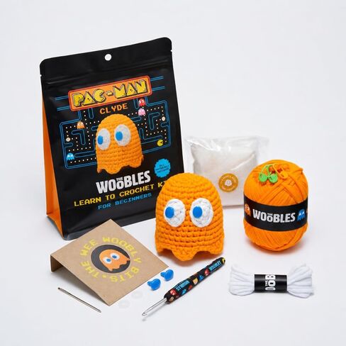 مجموعة Woobles Pinky Crochet للمبتدئين - مجموعة PAC-MAN Ghost Amigurumi المرخصة رسميًا، كما يظهر على Shark Tank، مقاس 4 بوصات، للأعمار من 12 عامًا فما فوق in Kuwait