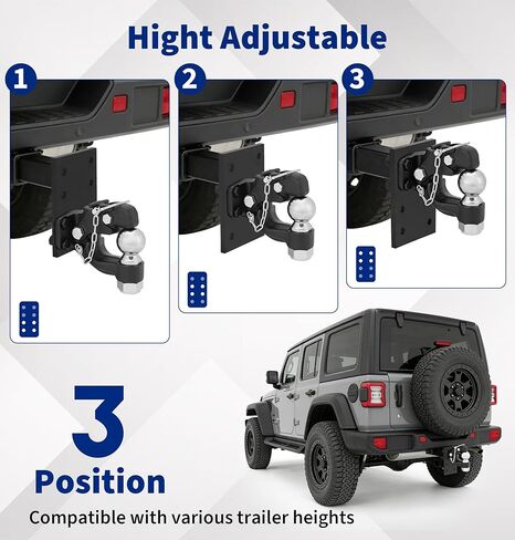 JEXTRA Pintle Hitch 15 ton with 2-5/16 Inch Hitch Ball and Pintle Mount Fits 3 inch Lunette Ring and Towing Rope with Mounting Kit Heavy Duty Black Powder Coat 33000LB in Kuwait
