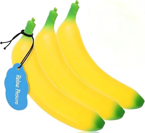 3PCS Bannana Squishy Stress Toy Fake Stretchy Banana Foam Squishies Squishy Fidget Toys Stress Relief Anti Stress Stretchy Bannana Toys in Kuwait