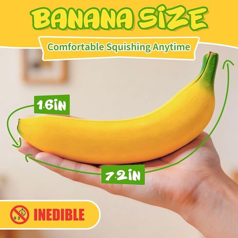 3PCS Bannana Squishy Stress Toy Fake Stretchy Banana Foam Squishies Squishy Fidget Toys Stress Relief Anti Stress Stretchy Bannana Toys in Kuwait