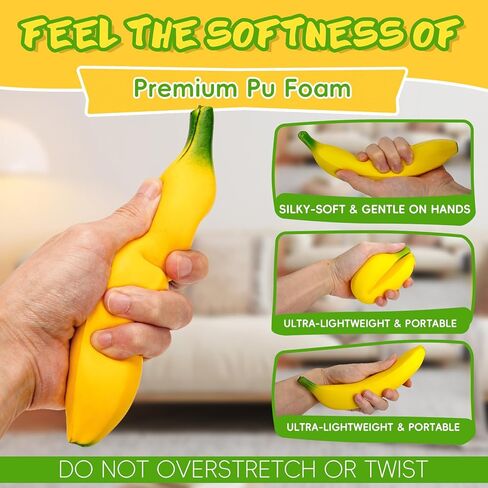 3PCS Bannana Squishy Stress Toy Fake Stretchy Banana Foam Squishies Squishy Fidget Toys Stress Relief Anti Stress Stretchy Bannana Toys in Kuwait
