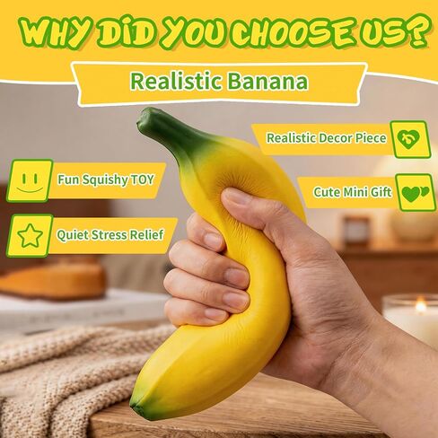 3PCS Bannana Squishy Stress Toy Fake Stretchy Banana Foam Squishies Squishy Fidget Toys Stress Relief Anti Stress Stretchy Bannana Toys in Kuwait
