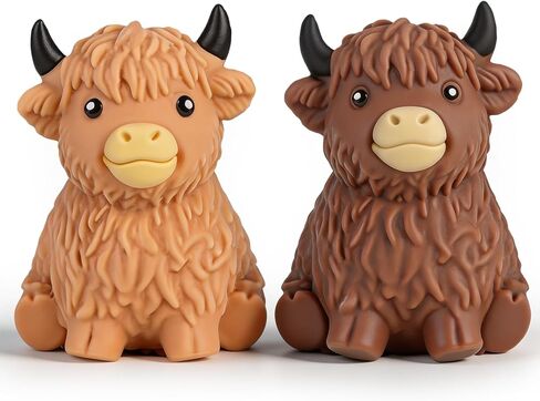 2pcs Cute Highland Cow Squishies Stress Toy – Soft Squeeze Fidget Stress Balls for Adults, Slow-Rising Stress Relief Fidget Toy, Gifts & Desk Decor in Kuwait