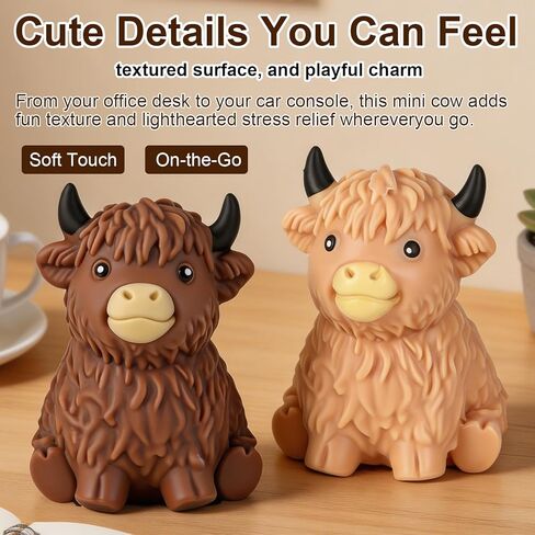 2pcs Cute Highland Cow Squishies Stress Toy – Soft Squeeze Fidget Stress Balls for Adults, Slow-Rising Stress Relief Fidget Toy, Gifts & Desk Decor in Kuwait