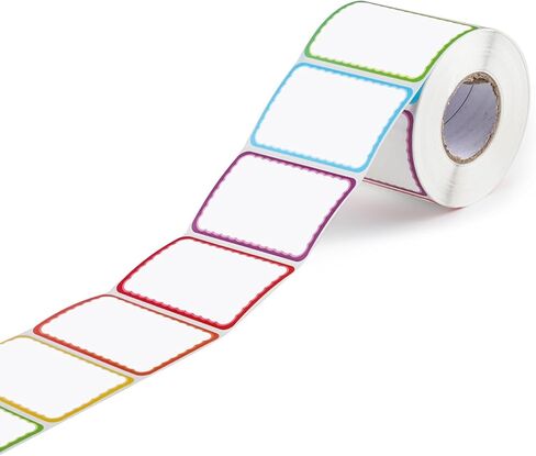 600Pcs Name Tag Stickers, 3" x 2" Self-Adhesive Labels Stickers Colorful Border Name Tags with Perforated Line for Events, Office, School, Warehouse, Home, Parties in Kuwait