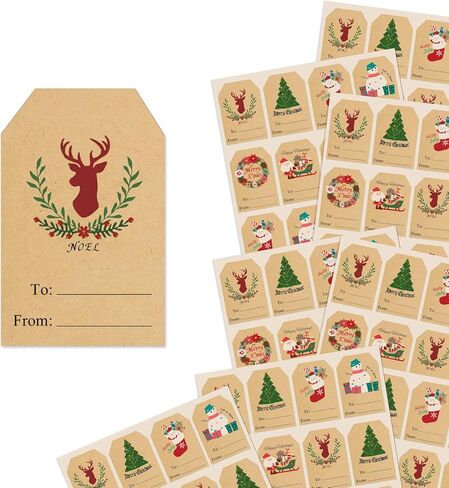 Trazzo Gift Tags Self-Adhesive Gift Name Tag Stickers with 6 Cute Designs for Birthday Gifts, Holiday Wrapping, Classroom Favors and Everyday Gifting, 200PCS to from Gift Label Stickers in Kuwait