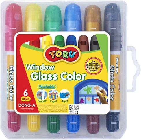 TORU Window Glass Color Crayons 6 Colors – Washable Window Markers & Pens, Non-Toxic in Kuwait
